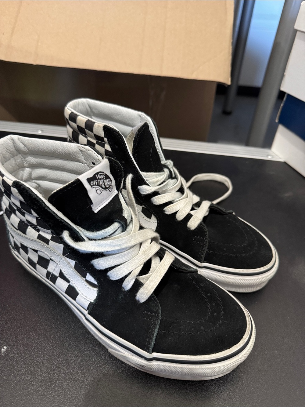 Vans unisex Black and White Checkerboard High-Top Sneakers